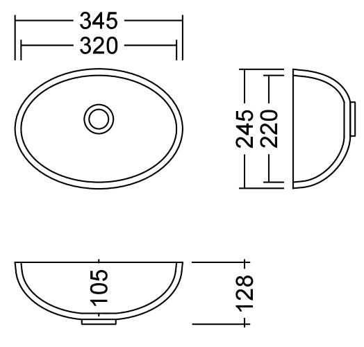AWO 32 D Eclipse Waschbecken Unterbau 320x220 mm