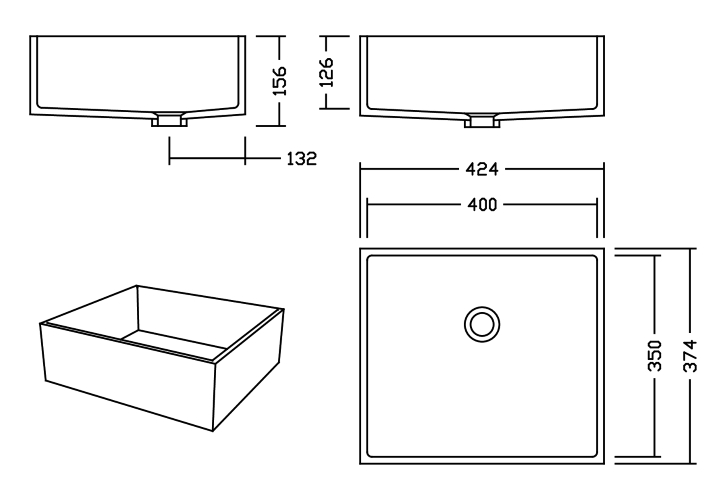 AWE 40 D Eclipse Waschbecken Unterbau 400x350 mm