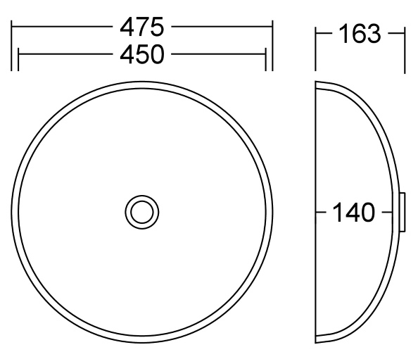 AWR 45 G Premiere Waschbecken Unterbau D 450 mm
