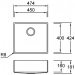 Combi E45 G Premiere Spülbecken Unterbau 450x400 mm