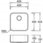 Combi R40 G Premiere Spülbecken Unterbau 400x400 mm