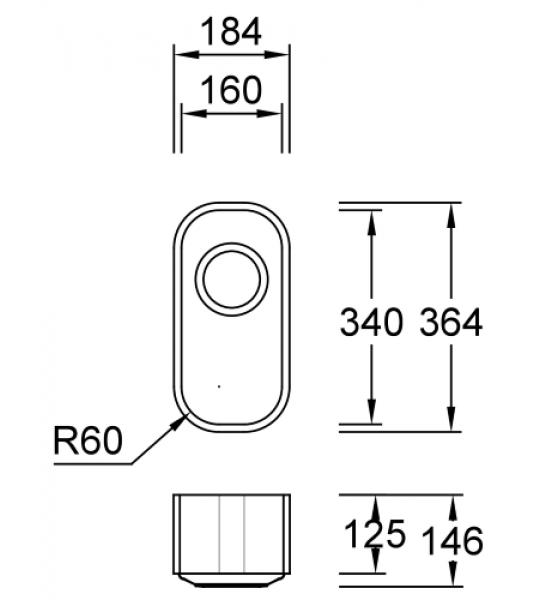 Combi R16 F Tempest Spülbecken Unterbau 160x340 mm