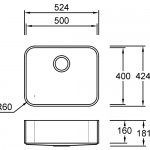 Combi R50 E Quarry / Mosaic / Terrazzo / Tempest Stella Spülbecken Unterbau 500x400 mm