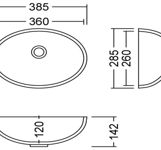 AWO 36 D Pebble Waschbecken Unterbau 360x260 mm