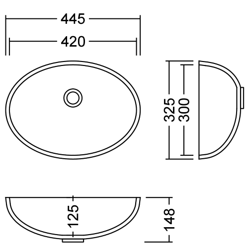 AWO 42 D Metallic Waschbecken Unterbau 420x300 mm