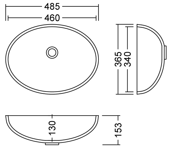 AWO 46 C Solid Pop Waschbecken Unterbau 460x340 mm