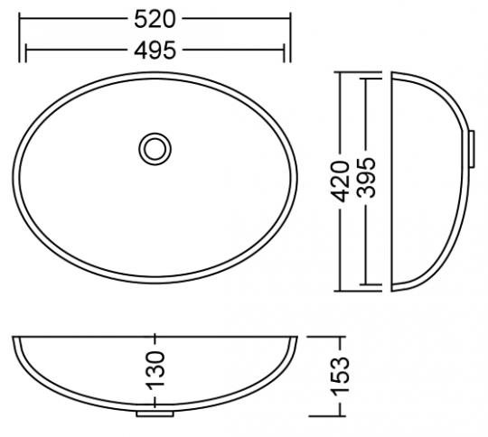 AWO 49 B Solid II Waschbecken Unterbau 495x395 mm