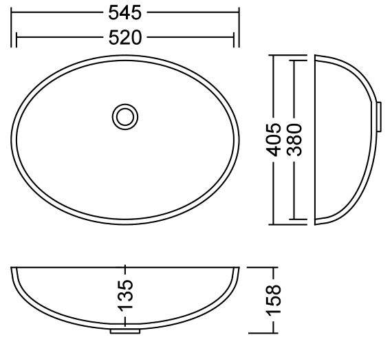 AWO 52 C Solid Pop Waschbecken Unterbau 520x380 mm