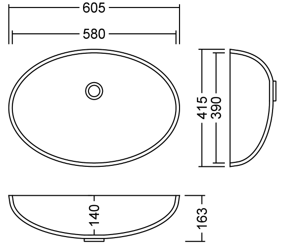AWO 58 C Solid Pop Waschbecken Unterbau 580x390 mm