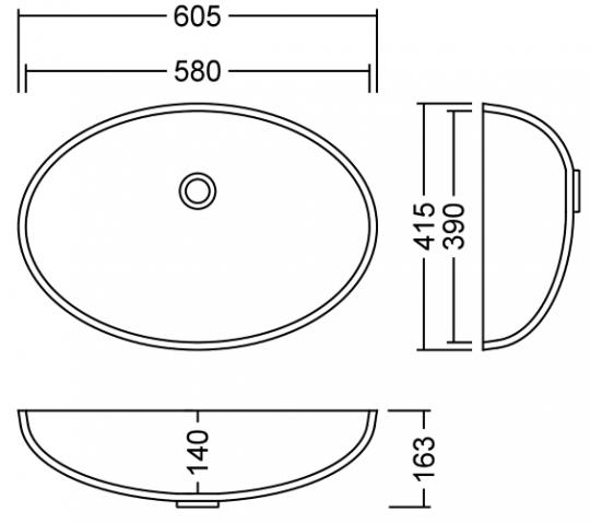 AWO 58 F Supreme  Waschbecken Unterbau 580x390 mm