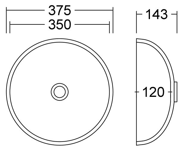 AWR 35 D Pebble Waschbecken Unterbau D 350 mm