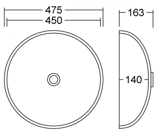 AWR 45 B Solid II Waschbecken Unterbau D 450 mm