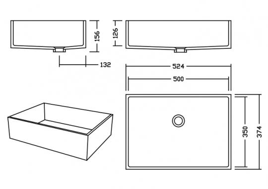 AWE 50 D Metallic Waschbecken Unterbau 500x350 mm