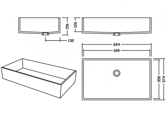 AWE 60 D Pebble Waschbecken Unterbau 600x350 mm