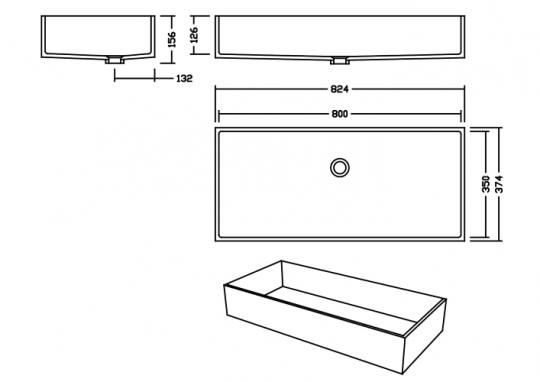 AWE 80 D Aspen Waschbecken Unterbau 800x350 mm