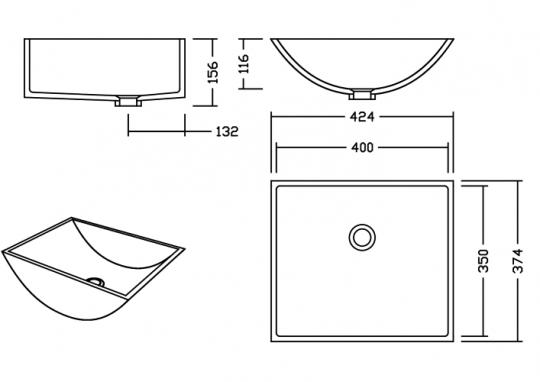 AWB 40 C Sanded Waschbecken Unterbau 400x350 mm