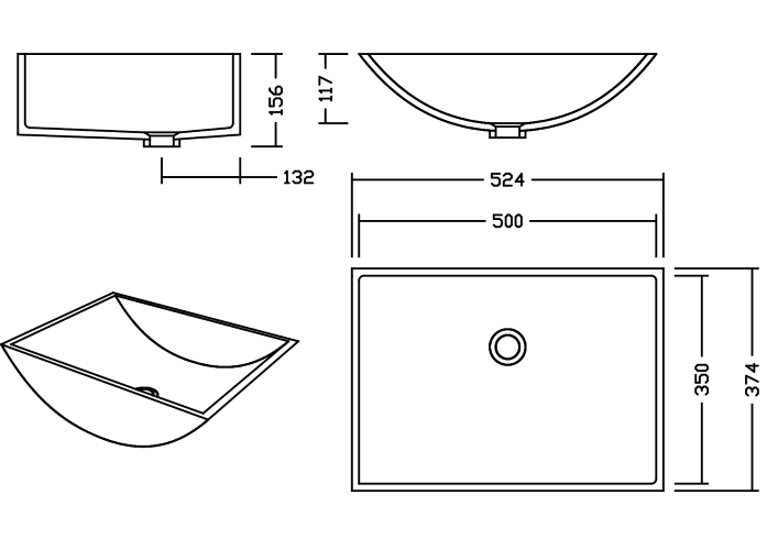 AWB 50 C Solid Pop Waschbecken Unterbau 500x350 mm