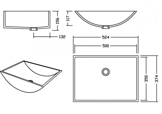 AWB 50 E Quarry Mosaic Terrazzo Waschbecken Unterbau 500x350 mm