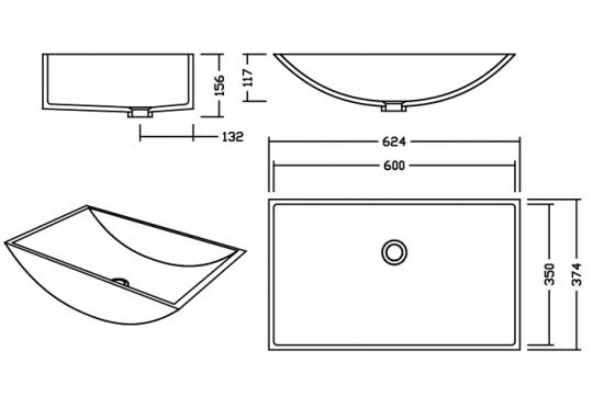 AWB 60 E Quarry Mosaic Terrazzo Waschbecken Unterbau 600x350 mm