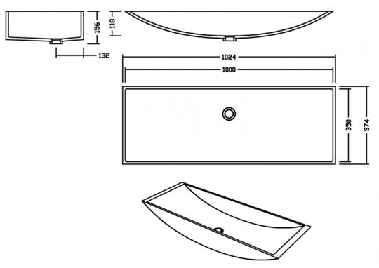 AWB 100 E Quarry Mosaic Terrazzo Waschbecken Unterbau 1000x350 mm
