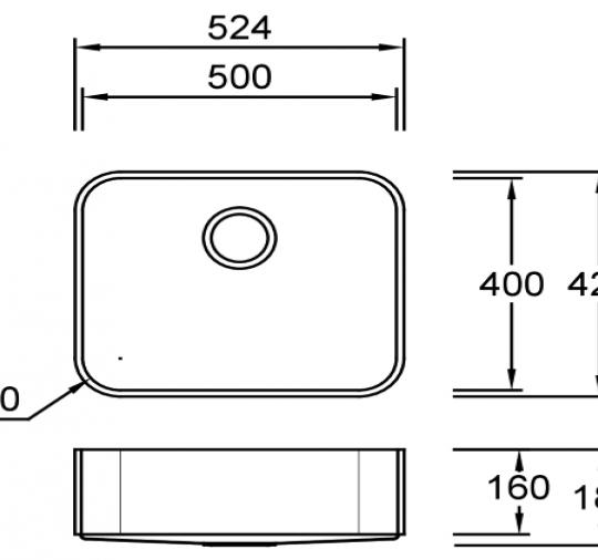 Combi R50 F Supreme Spülbecken Unterbau 500x400 mm
