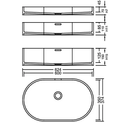 AWL 60_35 Venato Marble PG F Waschbecken Auf-und Unterbau