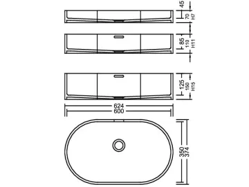 AWL 60_35 Venato Marble PG F Waschbecken Auf-und Unterbau