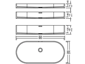 AWL 80_35 Venato Marble PG F Waschbecken Auf-und Unterbau