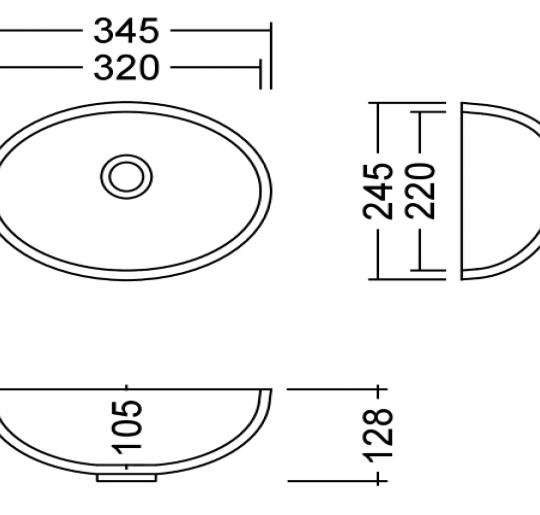 AWO 32 B Solid II Waschbecken Unterbau 320x220 mm
